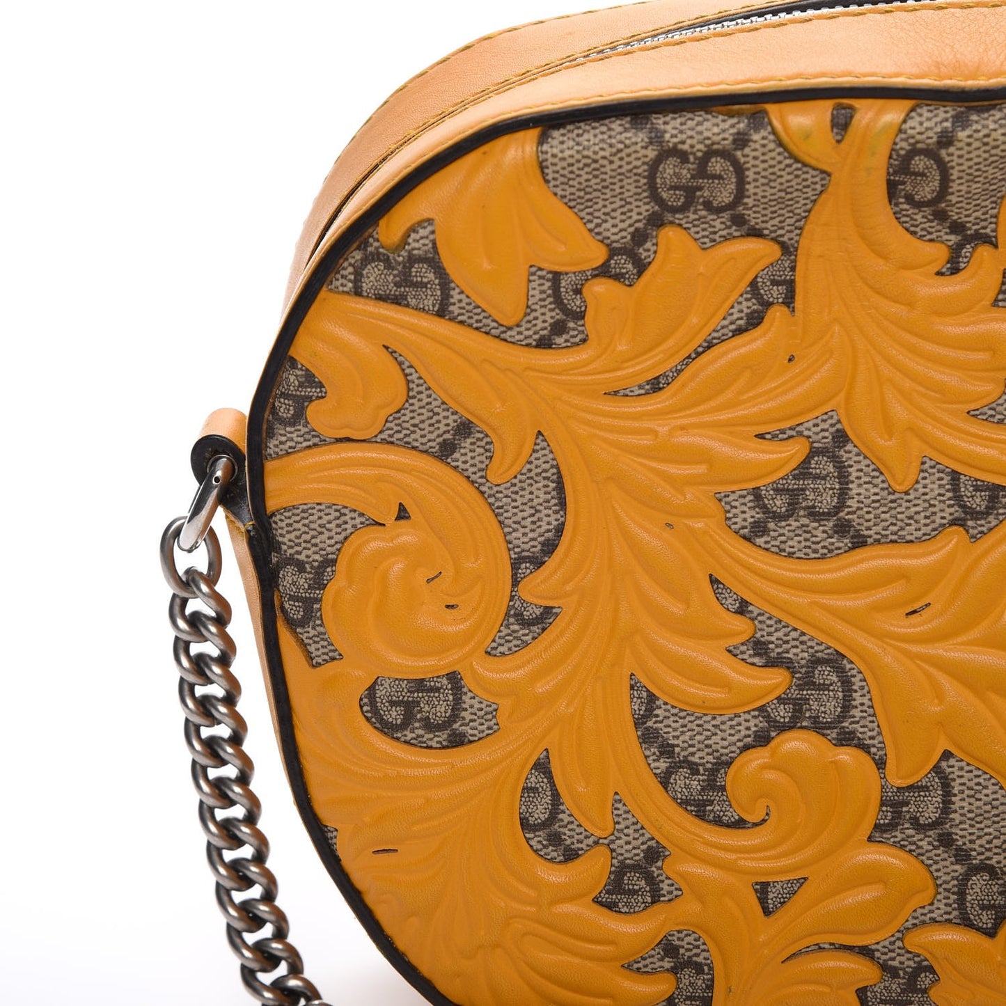 GG Supreme Monogram Arabesque Mini Chain Shoulder Bag Beige Yellow