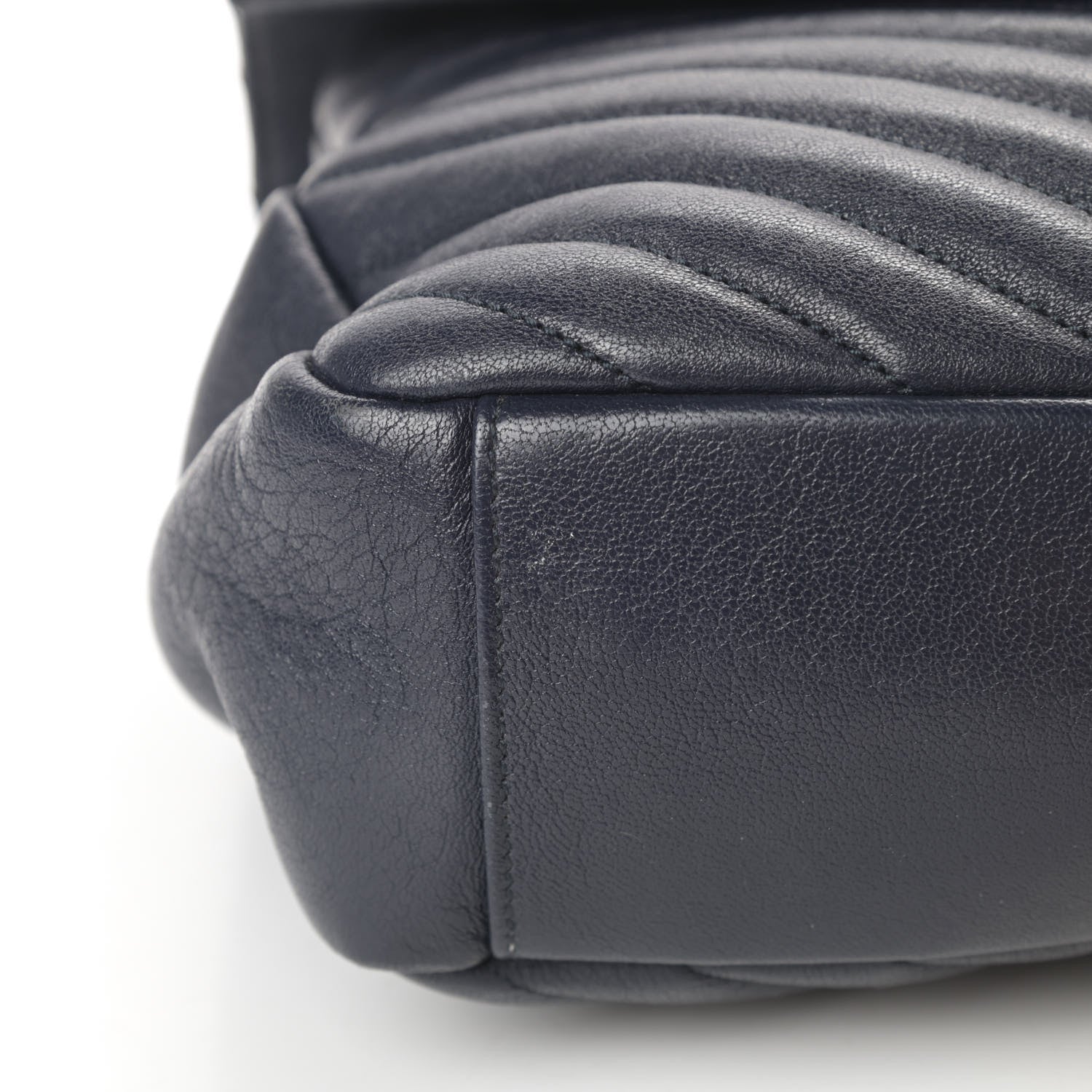 Saint Laurent Sheepskin Matelasse Chevron Monogram Large College Satchel Navy Blue 14 of 19