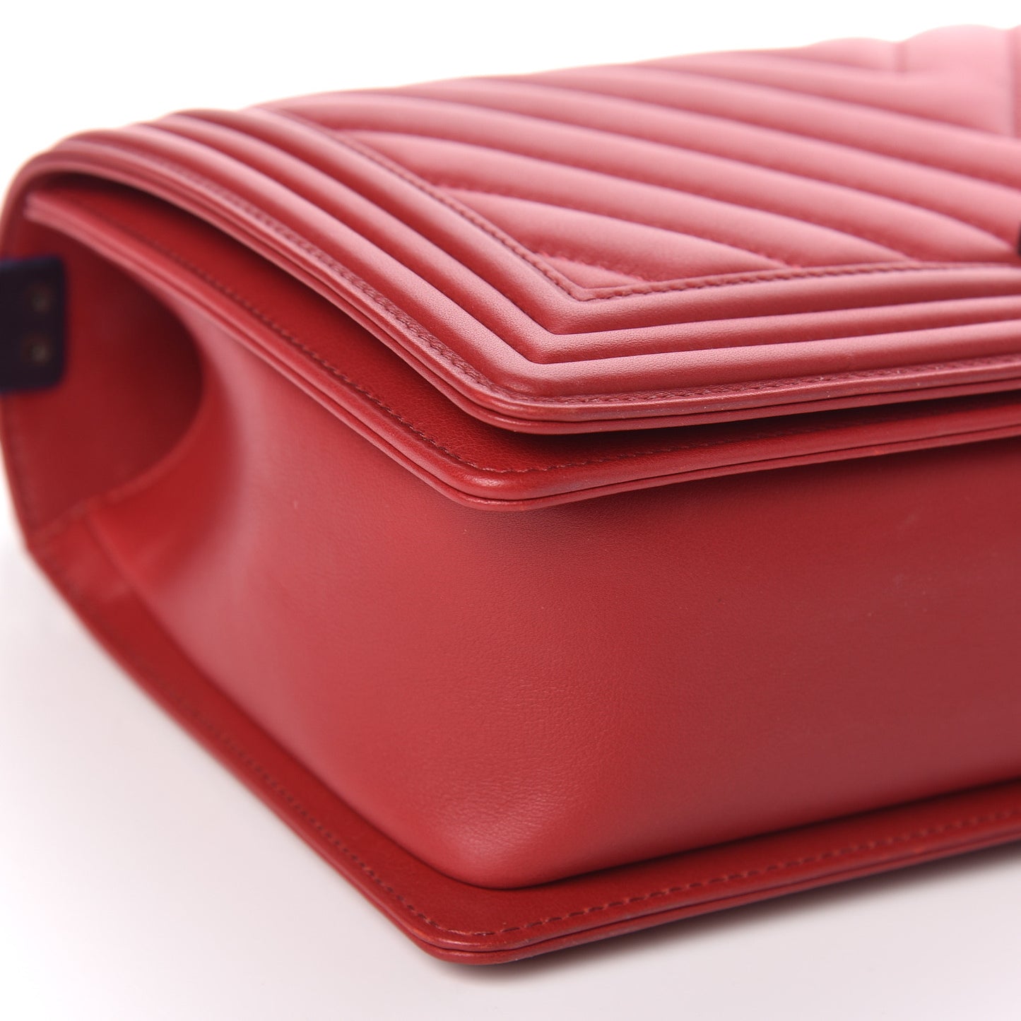Calfskin Chevron Quilted New Medium Boy Flap Dark Red