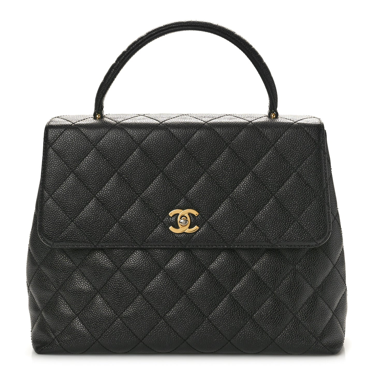 Caviar Quilted Jumbo Kelly Flap Black