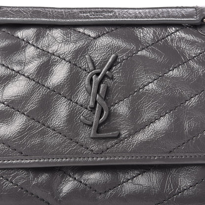 Saint Laurent Crinkled Calfskin Matelasse Monogram Baby Niki Chain Satchel Storm 10 of 10