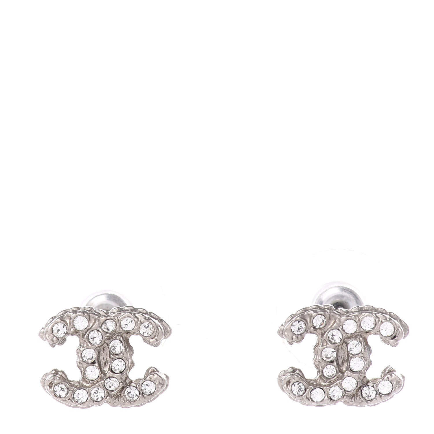 Chanel Crystal Mini Timeless CC Earrings Silver 1 of 4