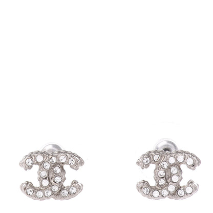 Chanel Crystal Mini Timeless CC Earrings Silver 1 of 4