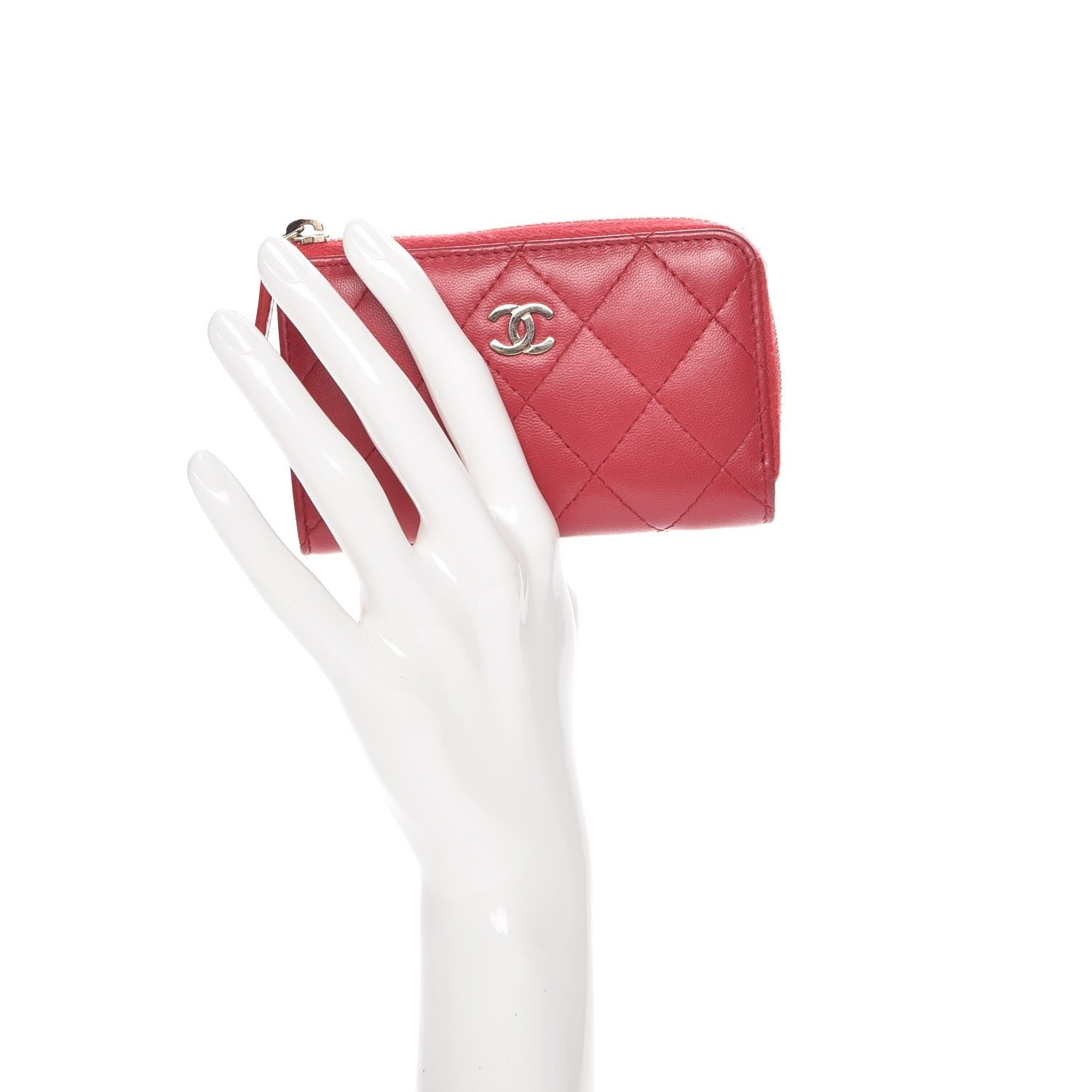 Chanel Lambskin Quilted Key Holder Case Red 2 of 8