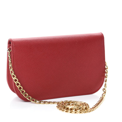 Prada Saffiano Chain Wallet Fuoco 3 of 9