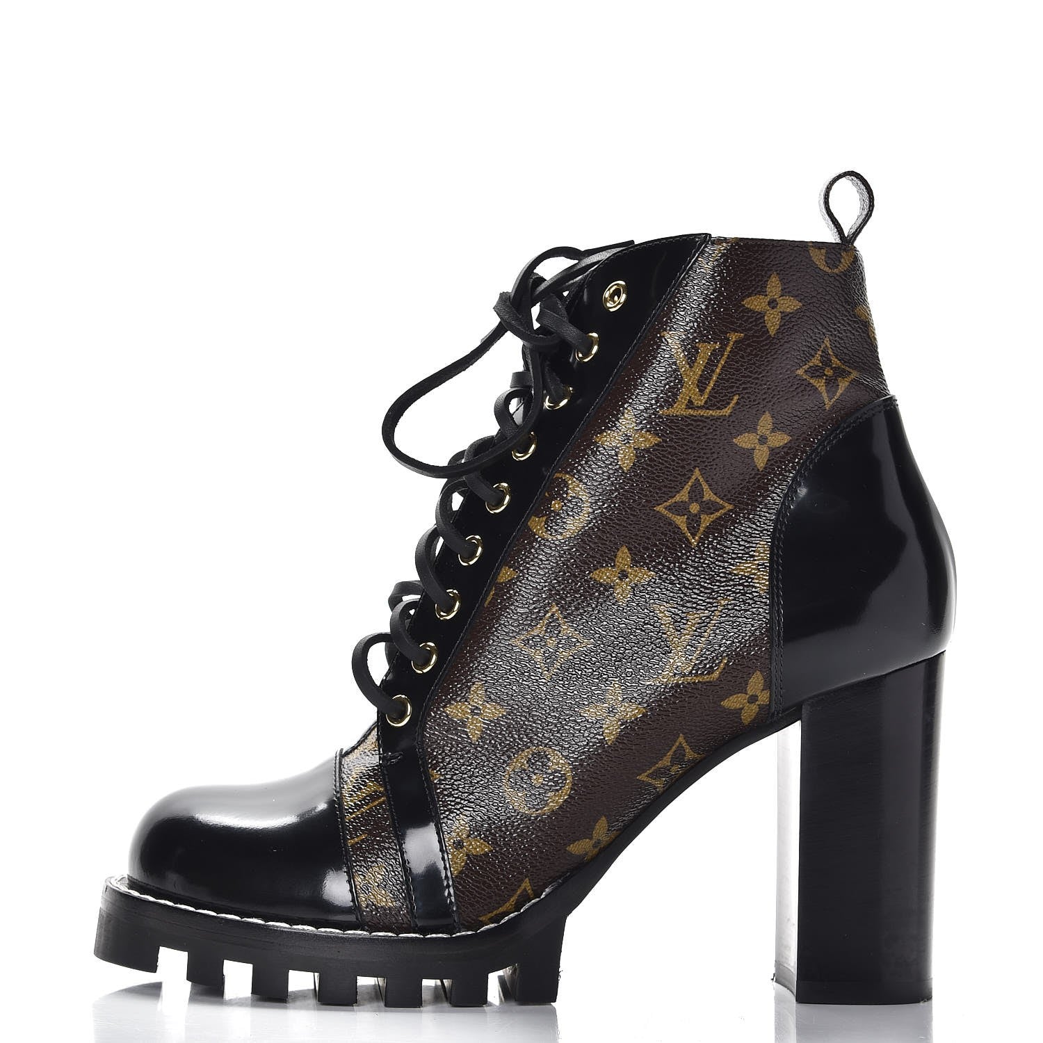 Louis Vuitton Patent Calfskin Monogram Star Trail Ankle Boots 41 Black 1 of 8