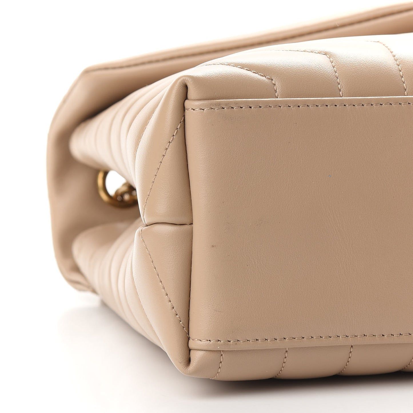 Calfskin Y Quilted Monogram Medium Loulou Chain Satchel Dark Beige