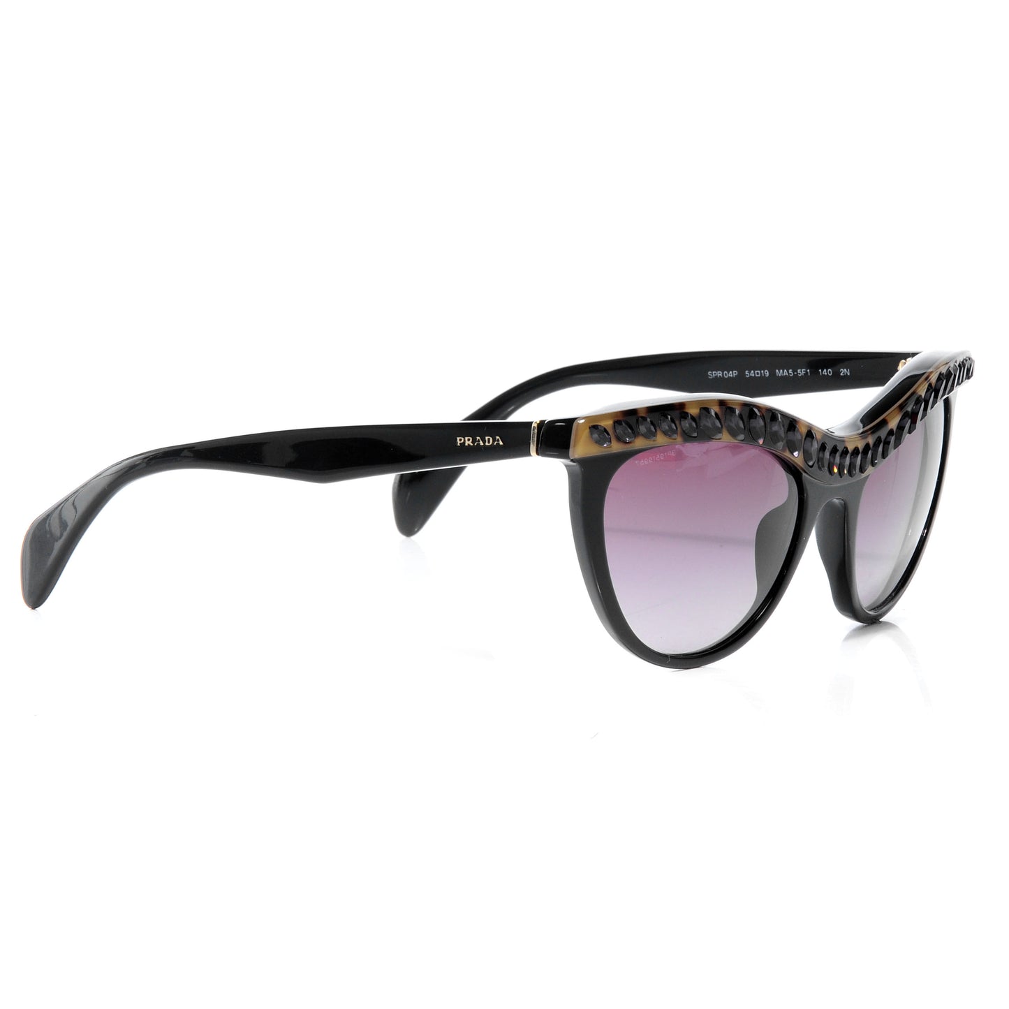 Crystal Cat Eye Sunglasses SPR 04P Black Havana