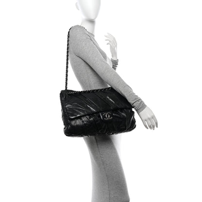 Chanel Glazed Calfskin Twisted Maxi Flap Black 3 of 13