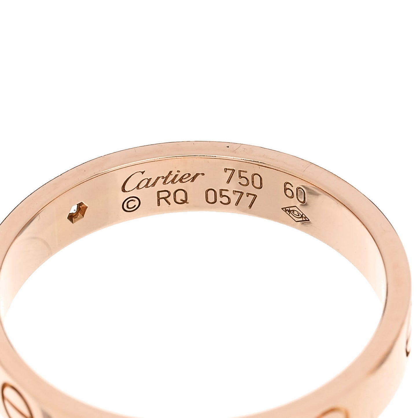 18K Pink Gold Diamond 4mm LOVE Wedding Band Ring 60 9