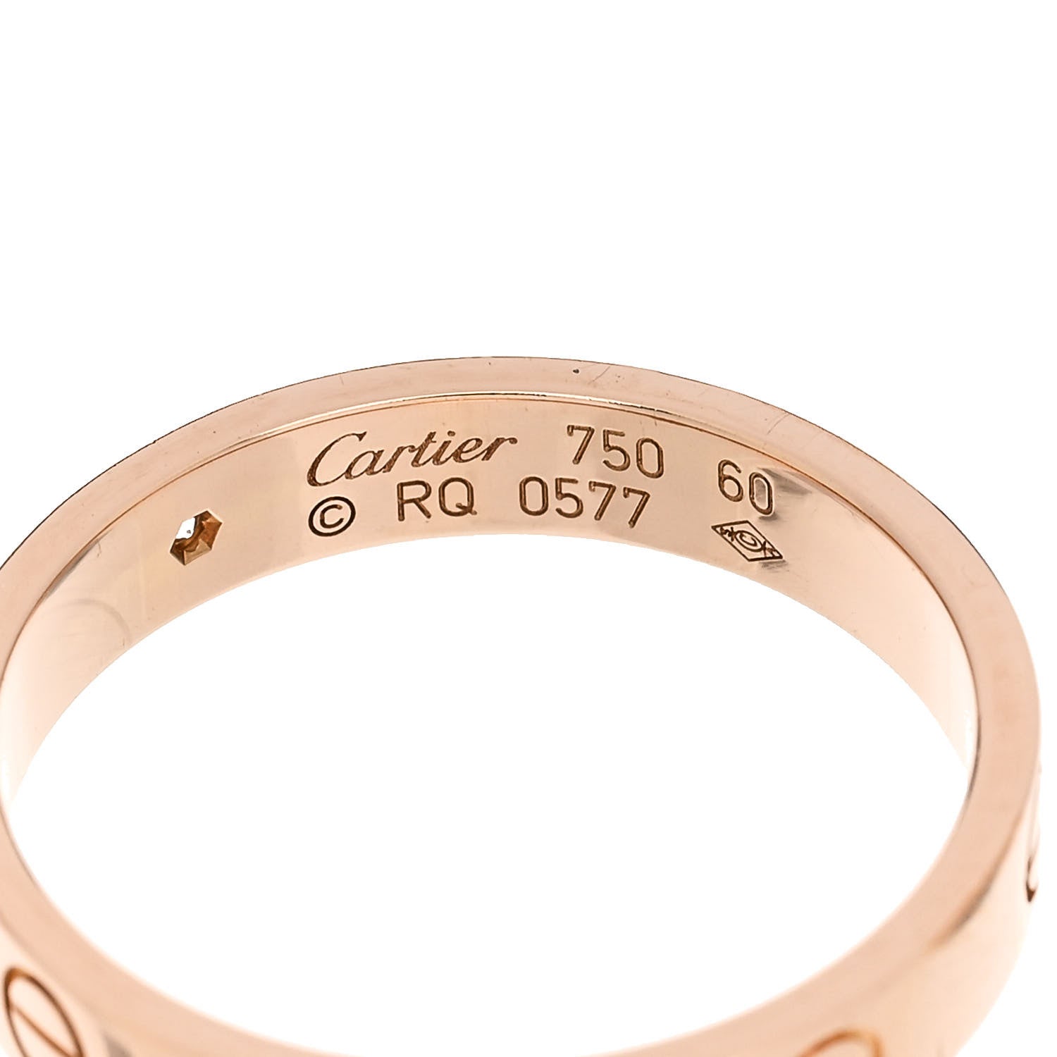 Cartier 18K Pink Gold Diamond 4mm LOVE Wedding Band Ring 60 9 4 of 5