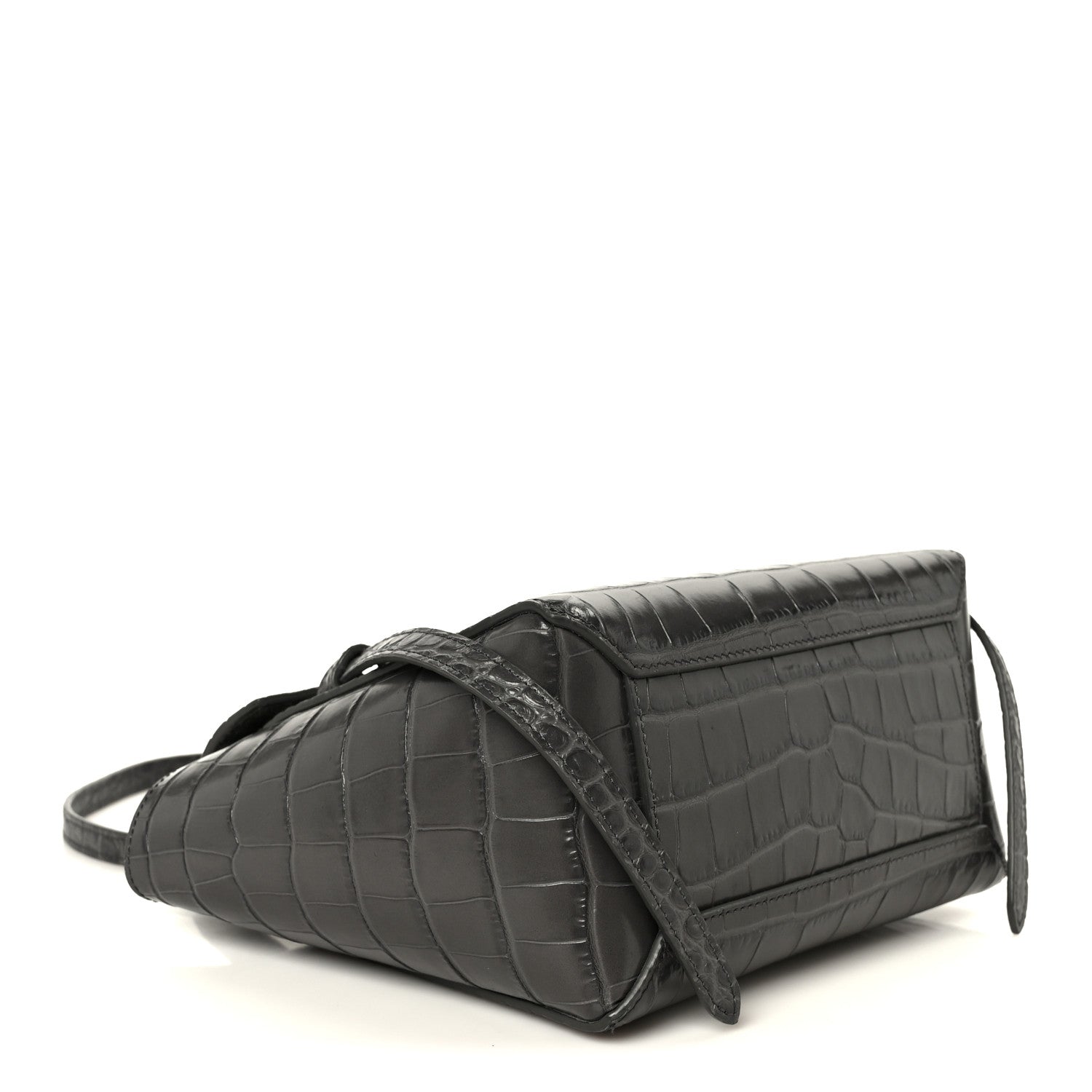 Celine Calfskin Crocodile Embossed Nano Belt Bag Grey 4 of 10