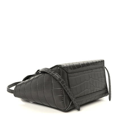 Celine Calfskin Crocodile Embossed Nano Belt Bag Grey 4 of 10