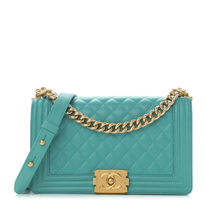 Chanel Calfskin Quilted Medium Boy Flap Turquoise 1 of 10