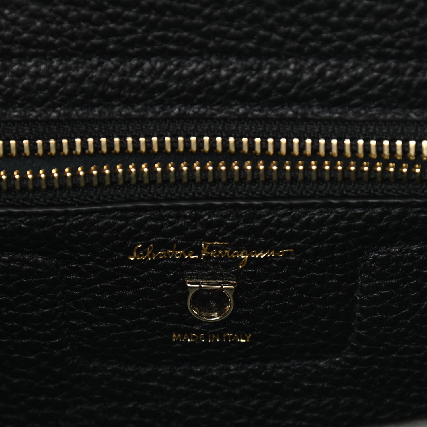 Salvatore Ferragamo Hammered Calfskin Double Handle Small Amy Tote Black 6 of 10