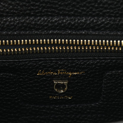 Salvatore Ferragamo Hammered Calfskin Double Handle Small Amy Tote Black 6 of 10