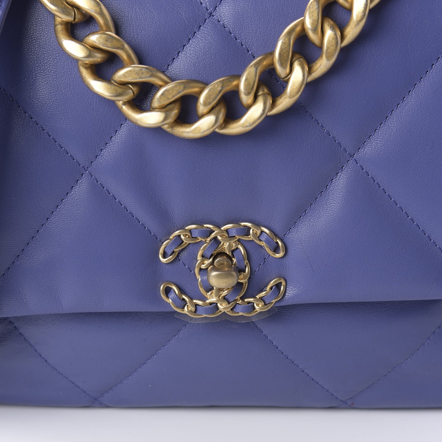 Goatskin Quilted Large 19 Flap Purple