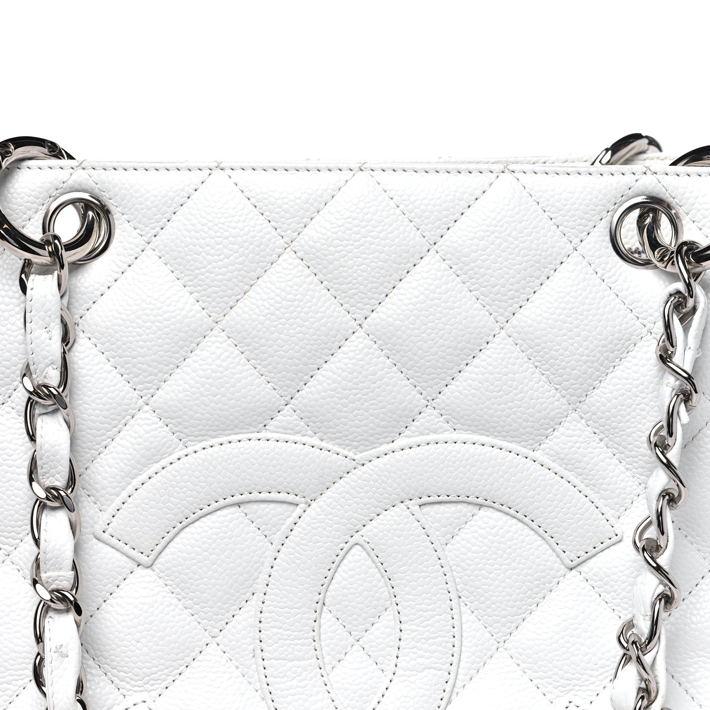 Caviar Quilted Grand Shopping Tote GST White