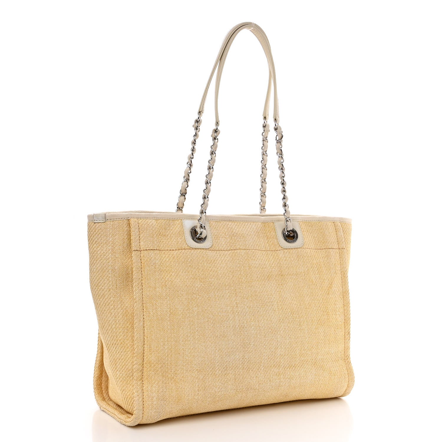 Chanel Canvas Small Deauville Tote Light Yellow 3 of 9