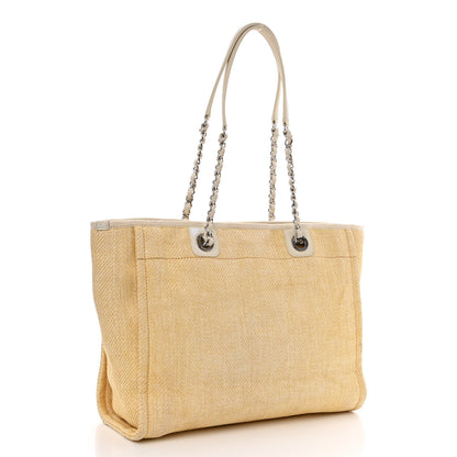 Chanel Canvas Small Deauville Tote Light Yellow 3 of 9
