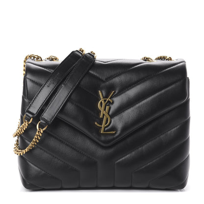 Saint Laurent Calfskin Y Quilted Monogram Small Loulou Chain Satchel Black 1 of 8