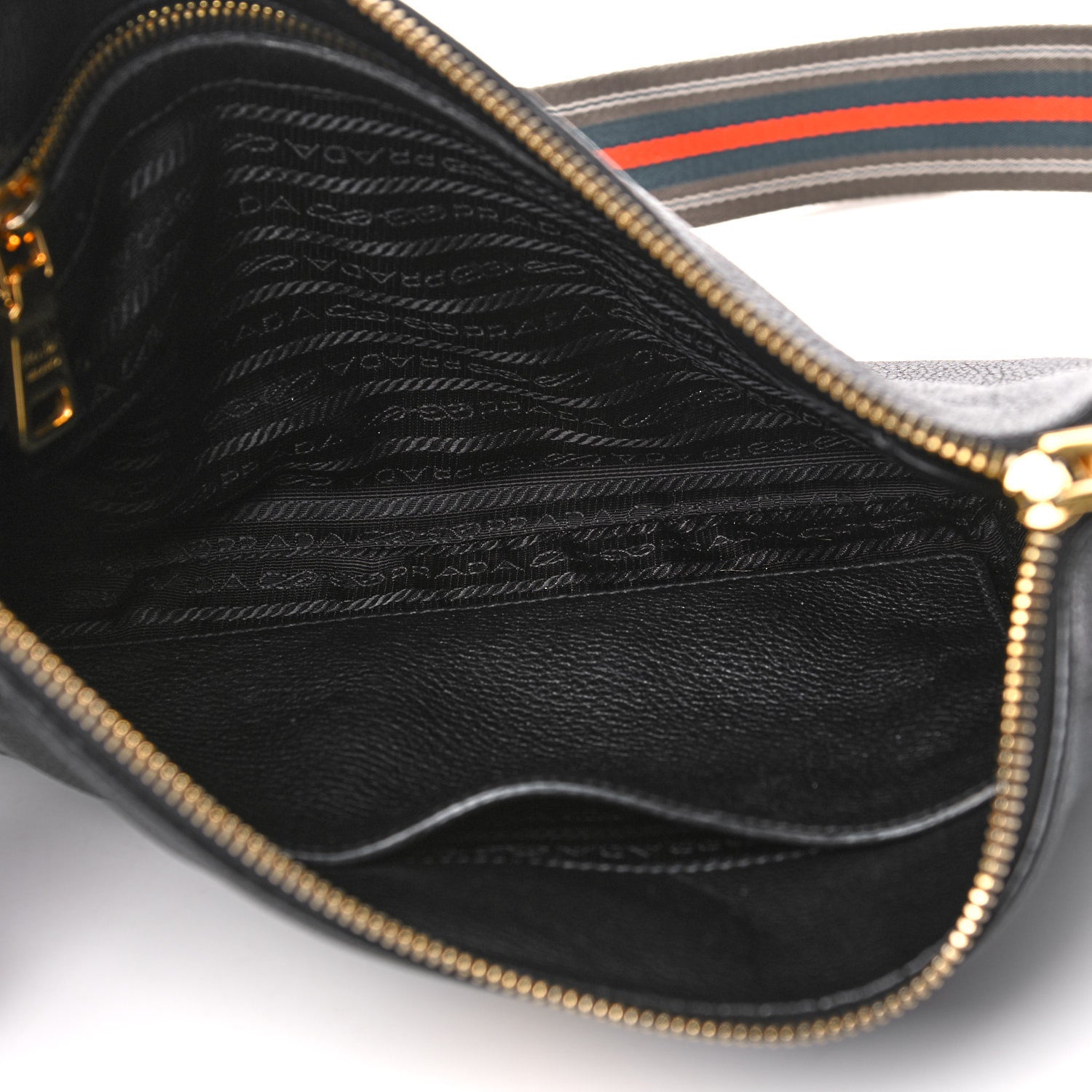 Prada Vitello Daino Zippered Shoulder Bag Black 4 of 11