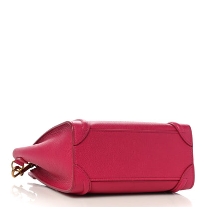 Celine Drummed Calfskin Nano Luggage Fuchsia 4 of 10
