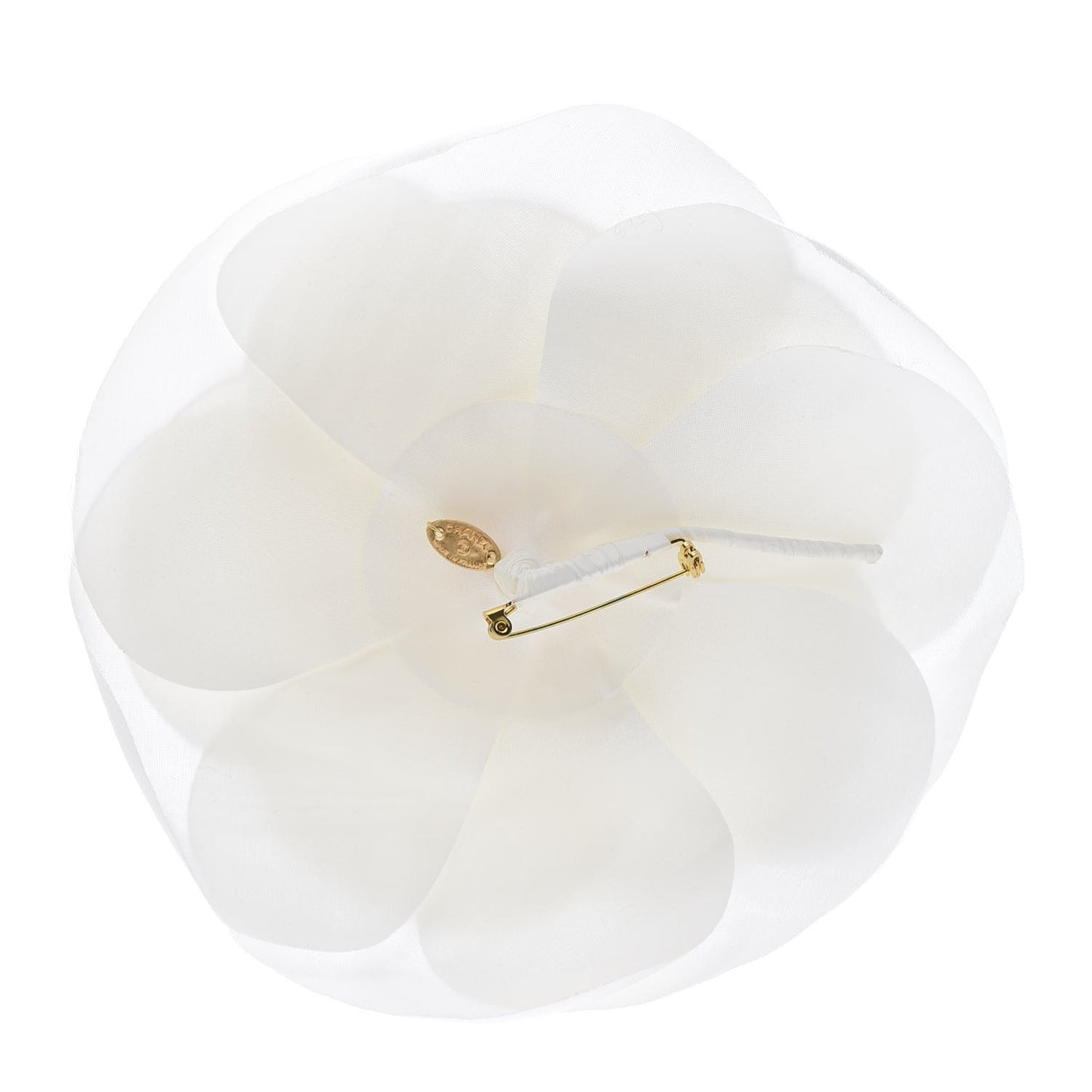 Silk Taffeta Camellia Brooch Pin White