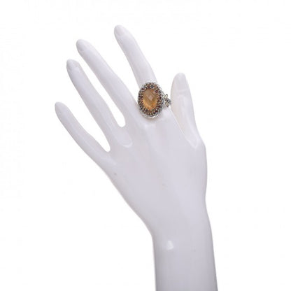 John Hardy Sterling Silver 18K Yellow Gold Citrine Garnet Batu Kawung Oval Ring 58 8.25 2 of 7