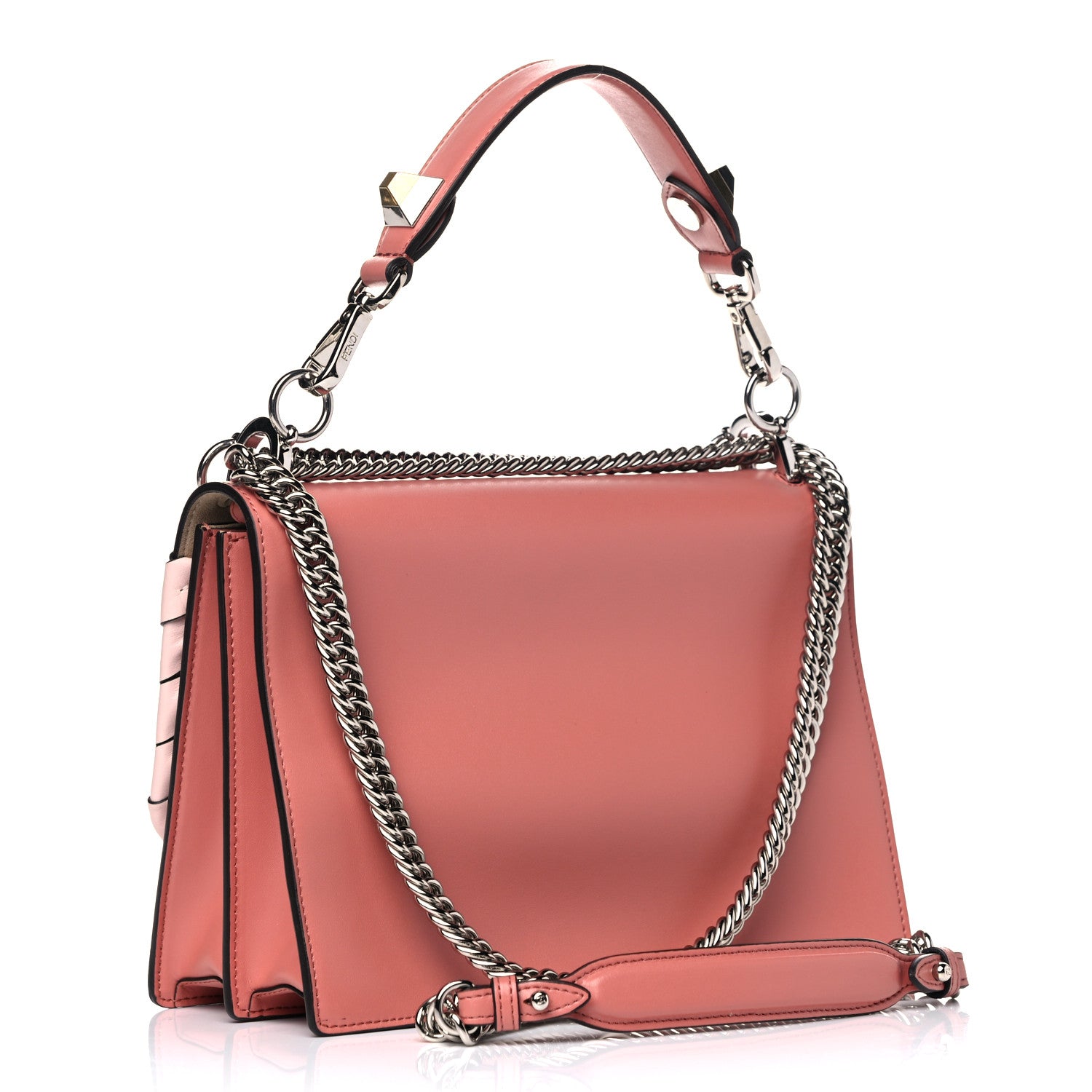 Fendi Vitello Liberty Shiny Nappa Lace Up Bow Kan I Shoulder Bag Macaron Confetto 2 of 11