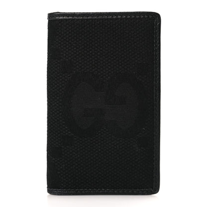 Gucci Canvas Monogram Jumbo GG Textured Dollar Calfskin Card Case Black 1 of 6