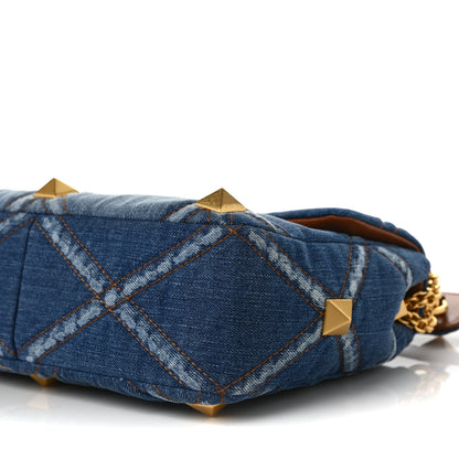 Valentino Garavani Denim Large Roman Stud Shoulder Bag Light Denim Selleria 7 of 8