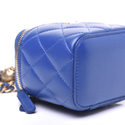 Chanel Lambskin Quilted Pearl Crush Mini Vanity Case With Chain Blue 6 of 12