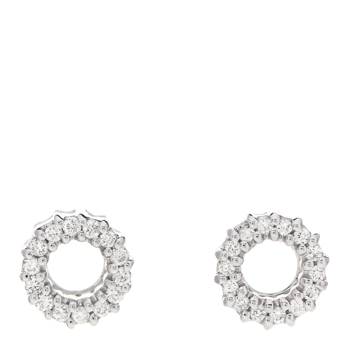 18K White Gold Diamond Circle Stud Earrings