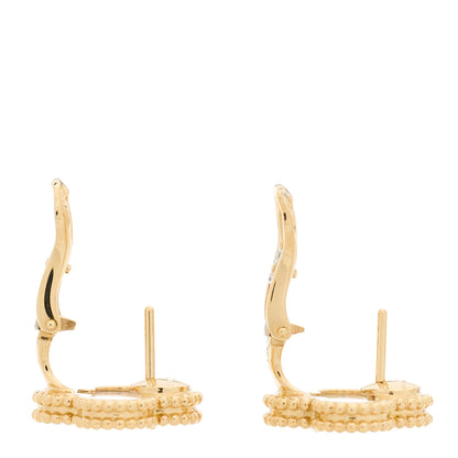 Van Cleef & Arpels 18K Yellow Gold Mother of Pearl Vintage Alhambra Earrings 3 of 4