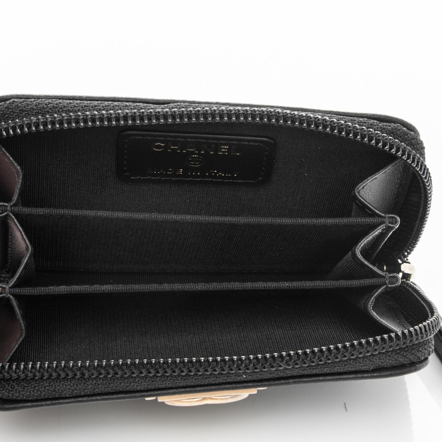 Caviar Quilted Boy Zip Around Coin Purse Wallet Black