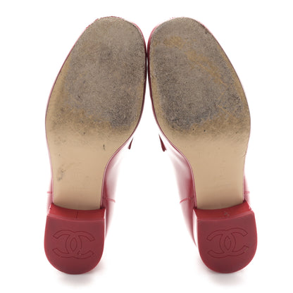 Chanel Shiny Calfskin Logo Loafers 36.5 Red 6 of 9