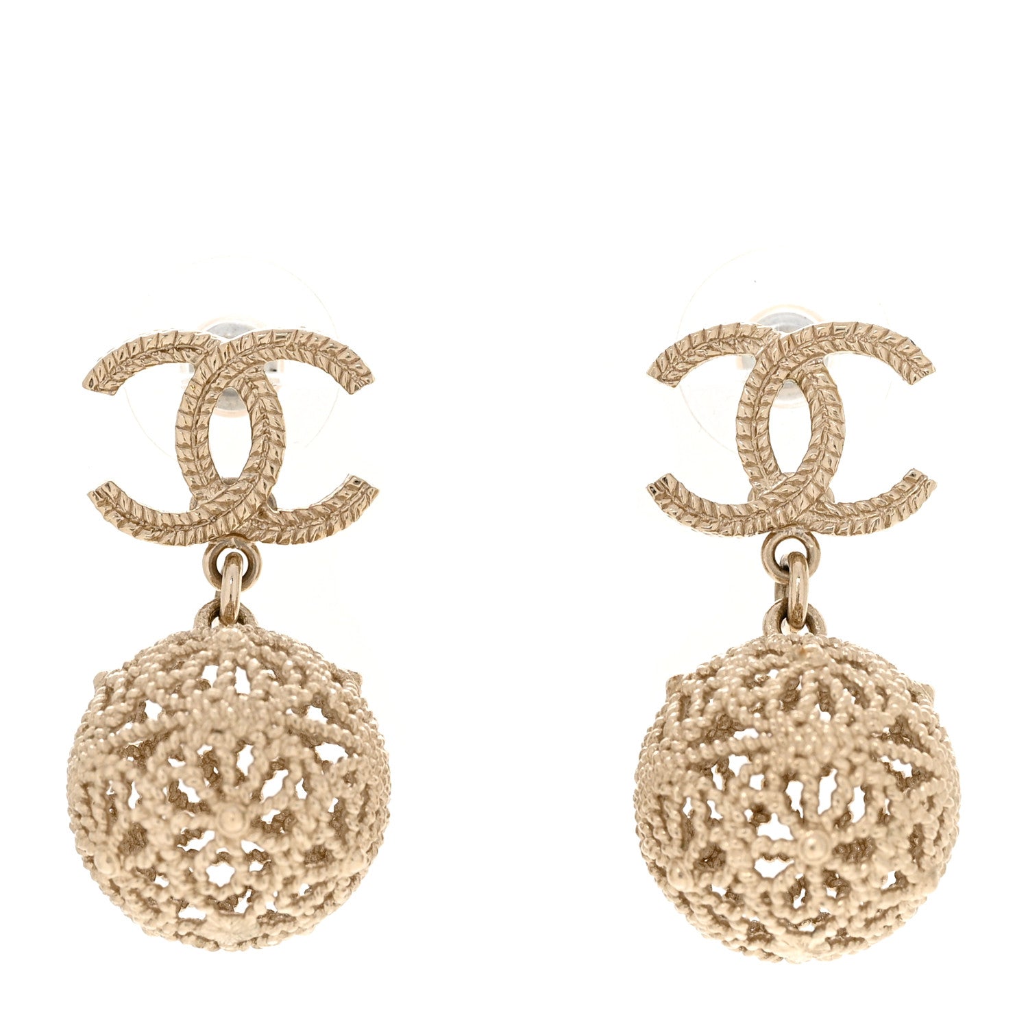 Chanel CC Cage Drop Earrings Gold 1 of 4