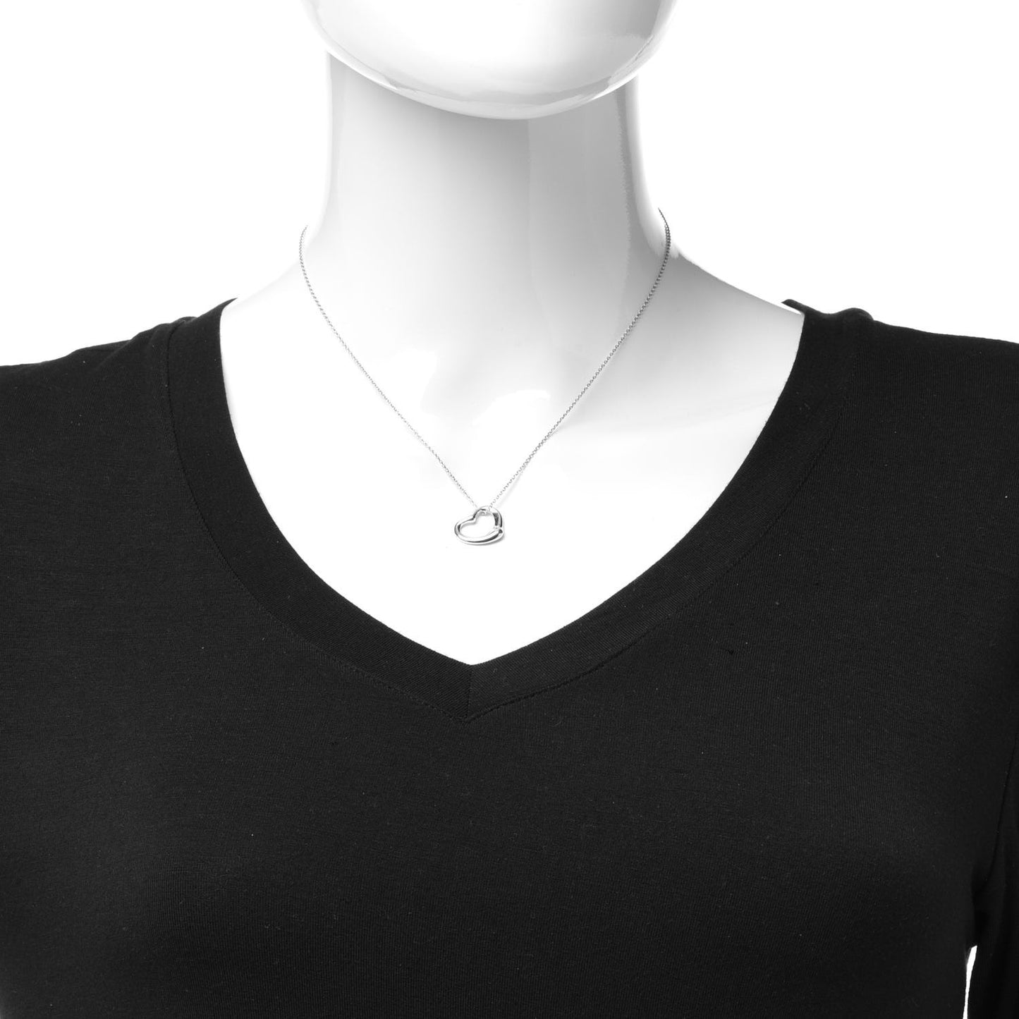 Sterling Silver 16mm Elsa Peretti Open Heart Pendant Necklace