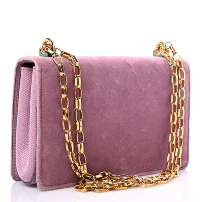 Dolce & Gabbana Velvet Lizard Calfskin Embossed DG Shoulder Bag Pink 2 of 12