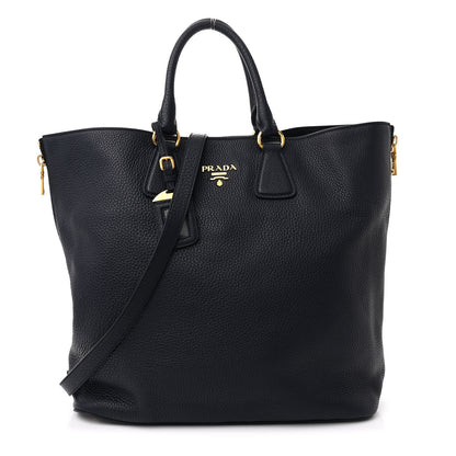 Prada Vitello Daino Side Zip Tote Bleu 1 of 13