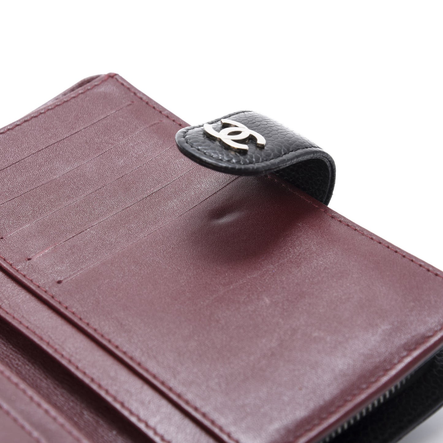 Caviar Quilted Zipped Pocket Wallet Black