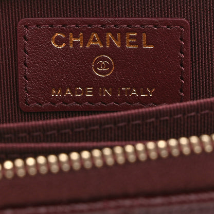 Chanel Caviar Quilted Zip Around Coin Purse Burgundy 6 of 7