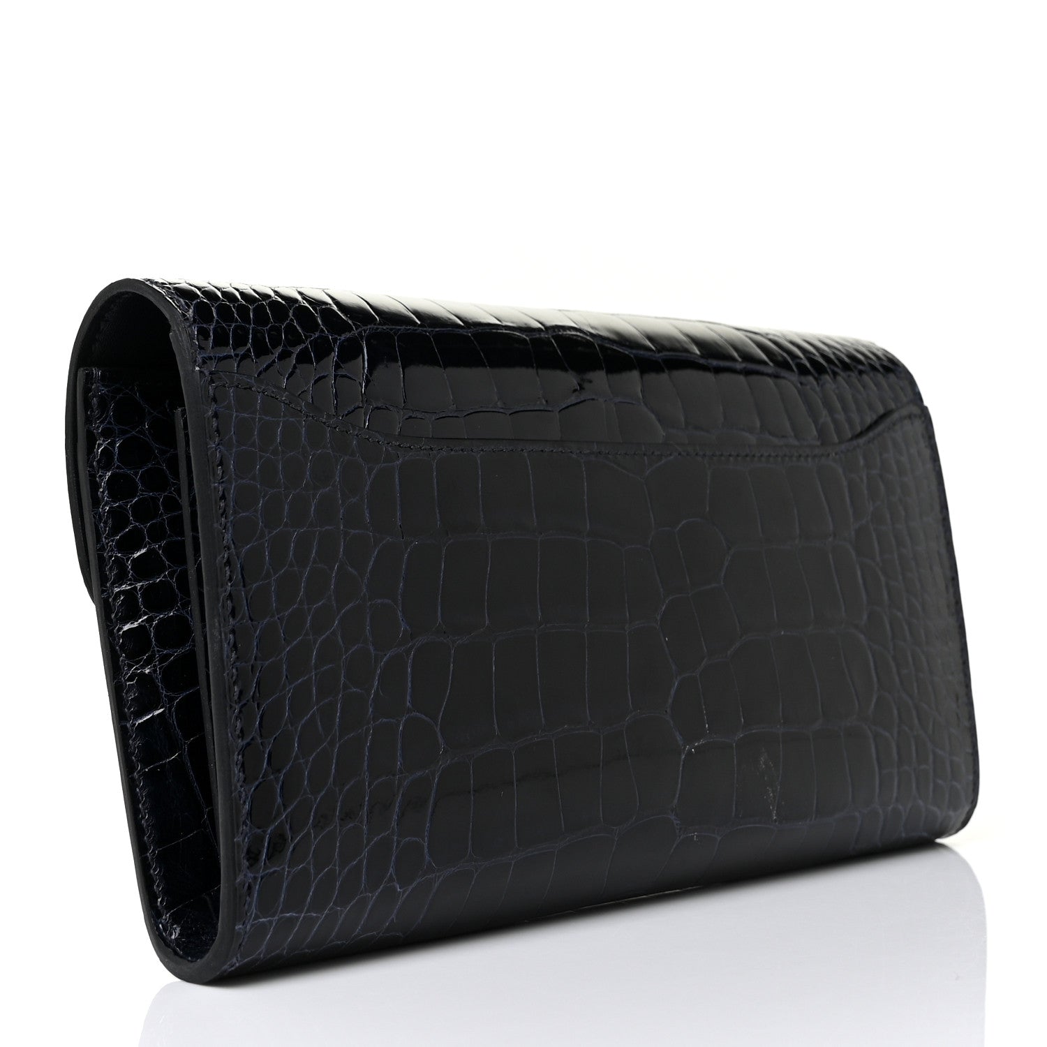 Hermes Shiny Alligator Constance Long Wallet Bleu Marine 3 of 9