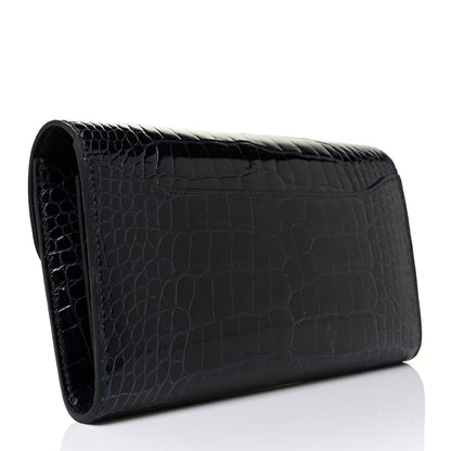 Hermes Shiny Alligator Constance Long Wallet Bleu Marine 3 of 9
