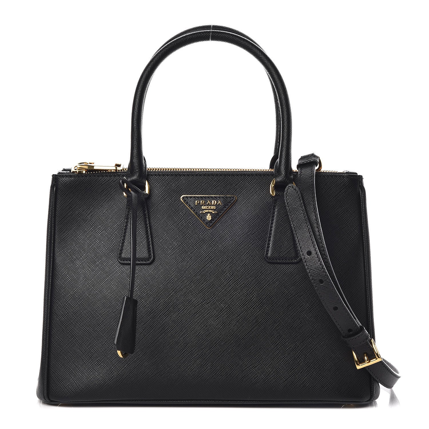 Prada Saffiano Small Galleria Double Zip Tote Black 1 of 10