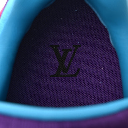 Louis Vuitton Patent Calfskin Mens LV Trainer Sneakers 8 Purple Blue 8 of 9