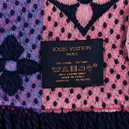 Louis Vuitton Wool Silk Rainbow Logomania Scarf Navy 3 of 3