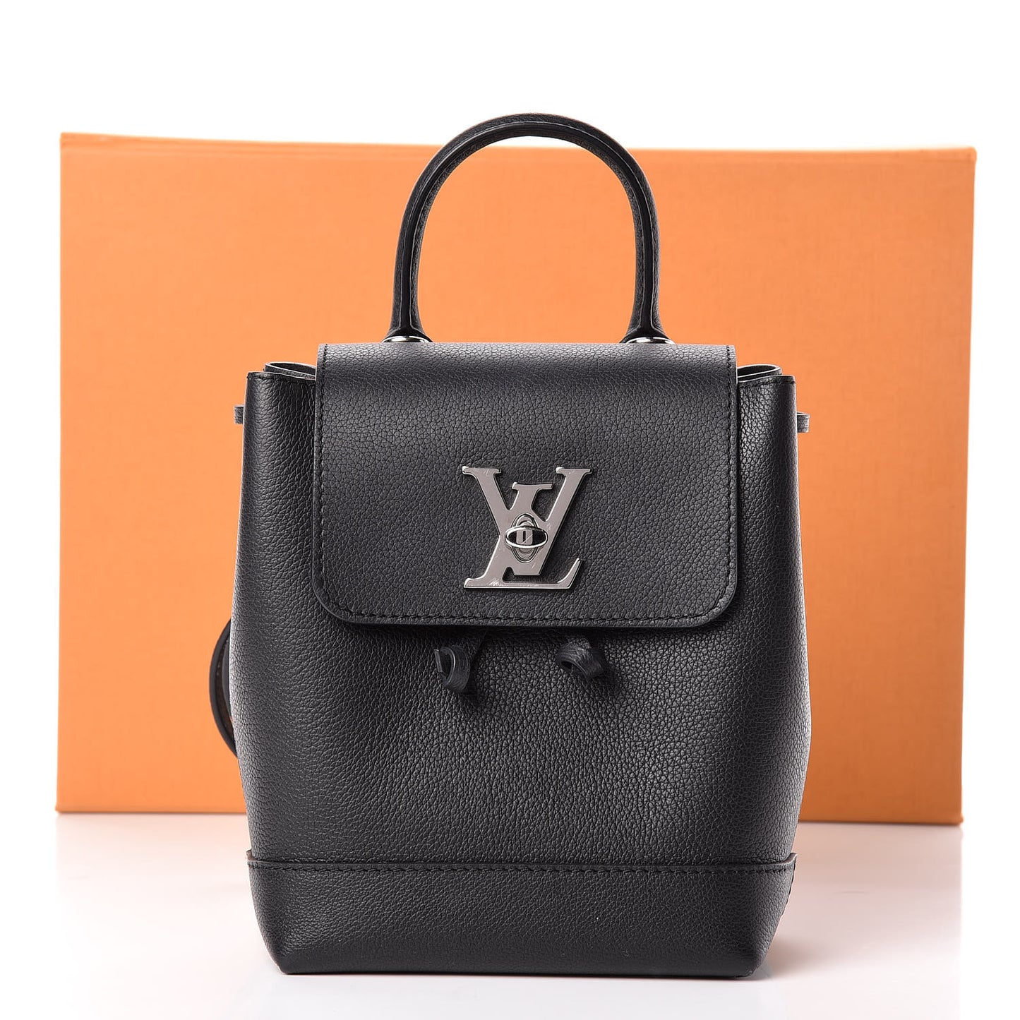 Calfskin Lockme Mini Backpack Black