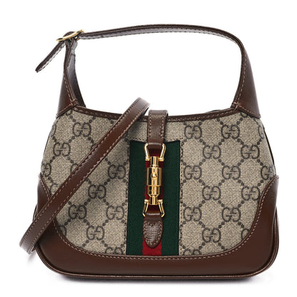 Gucci GG Supreme Monogram Azalea Calfskin Web Mini Jackie 1961 Hobo Beige Ebony Brown Sugar 1 of 10